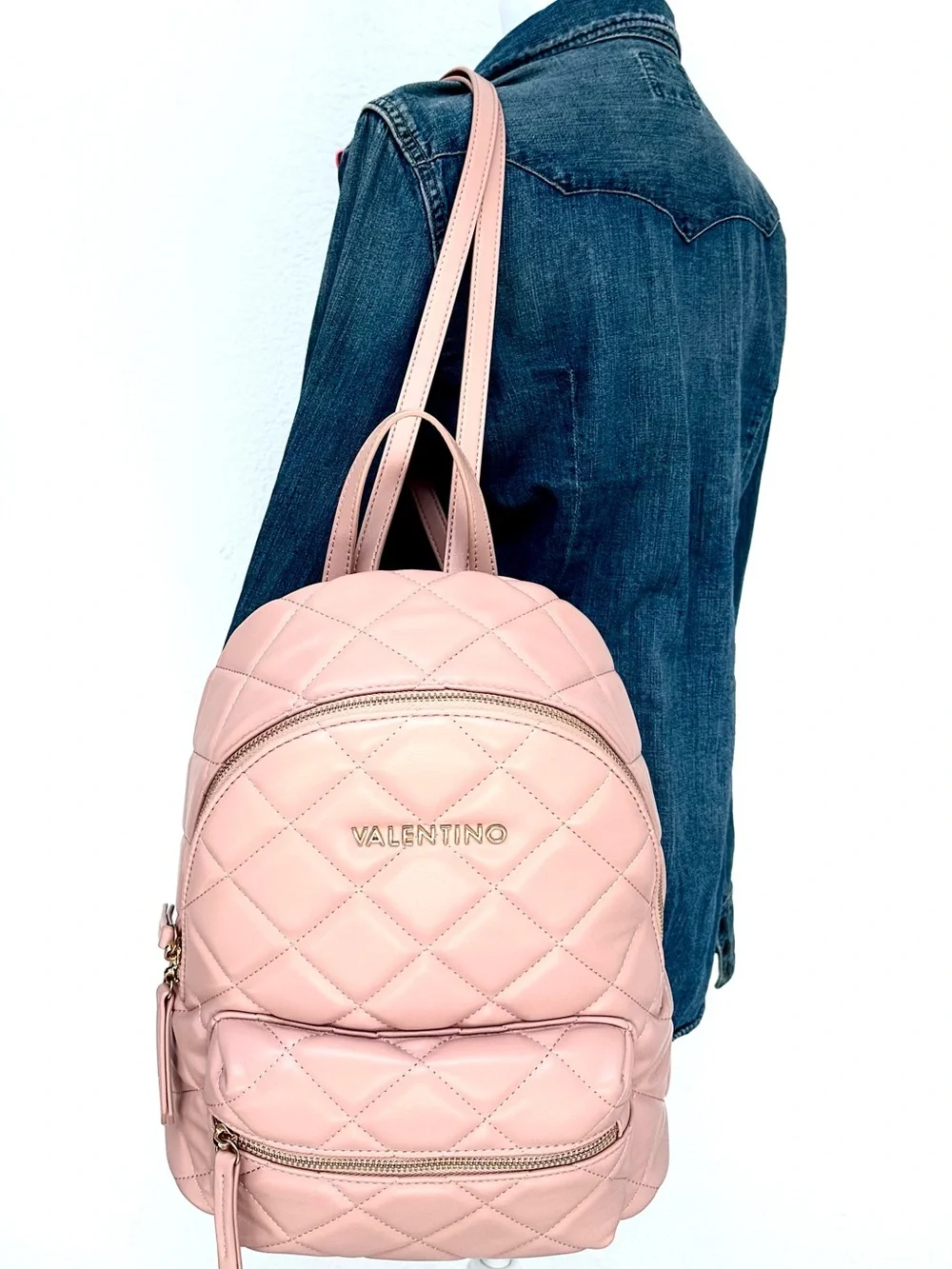 Mario Valentino Blush Pink Quilted Backpack